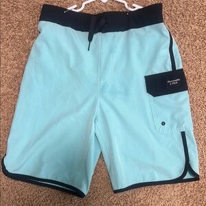Abercrombie & Fitch Kids Aqua Swim Shorts with Navy Accents - Size 11/12